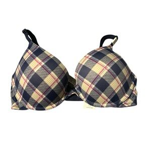 NWT Victoria’s Secret Pink Wear Everywhere Push-Up Plaid Blue Size 32D